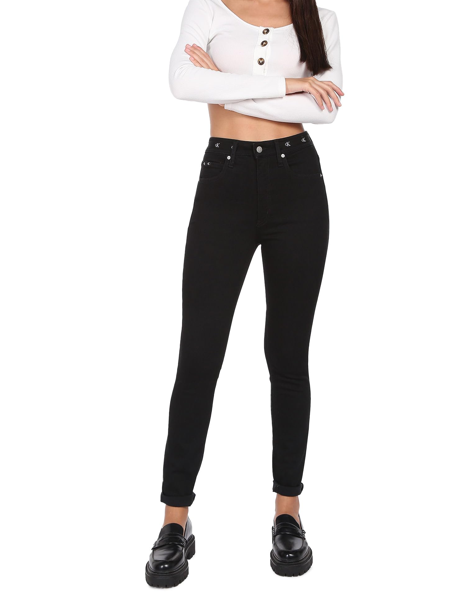Calvin Klein Jeans High Rise Skinny J20J219522 Pantaloni, Denim (Denim Rinse), 30W / 30L Donna