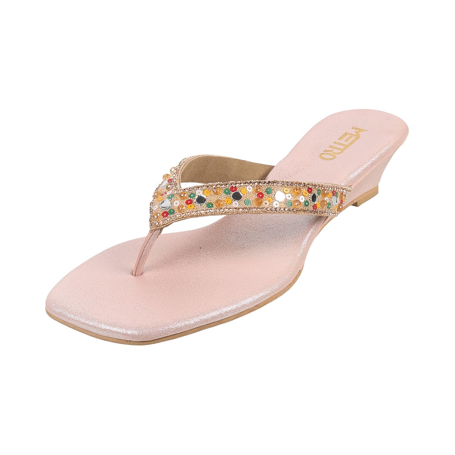 Metro Women Rose Gold Ethnic Embellished Wedge Heel Sandal UK/5 EU/38 (35-992) (B0CKXYKS2D) Amazon Price History, Amazon Price Tracker