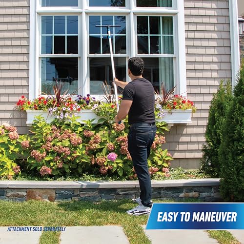Image of Unger Professional Connect and Clean 6'-12' Aluminum Telescopic Extension Pole with Locking Cone and Quick-Flip Clamp, Compatible with Cleaning Tool Attachments, Indoor and Outdoor Use