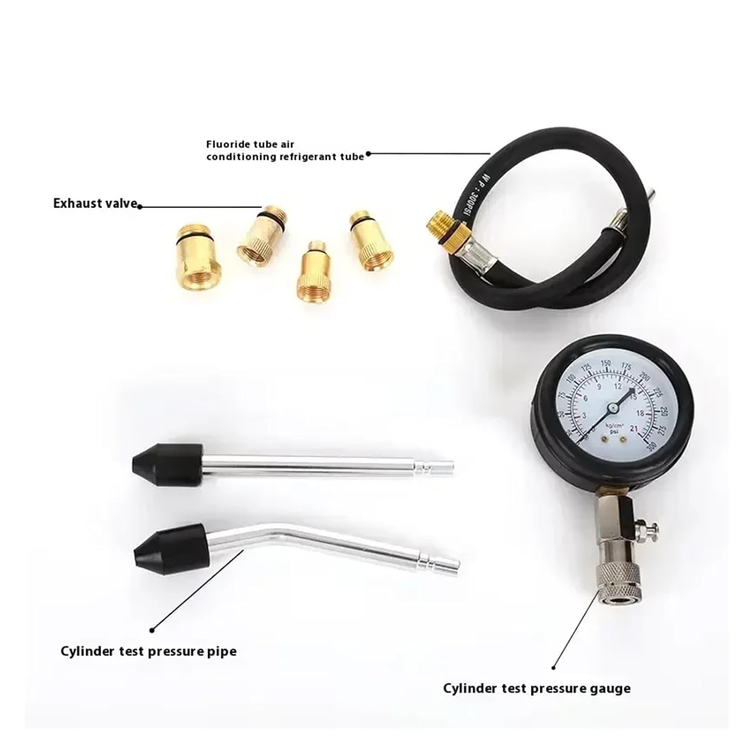 Auto Cylinder Compression Tester Kit w/M10-M18 Adapter 0-300PSI Gauge for Gasoline Engines Car Motorcycle Diagnostic Tools