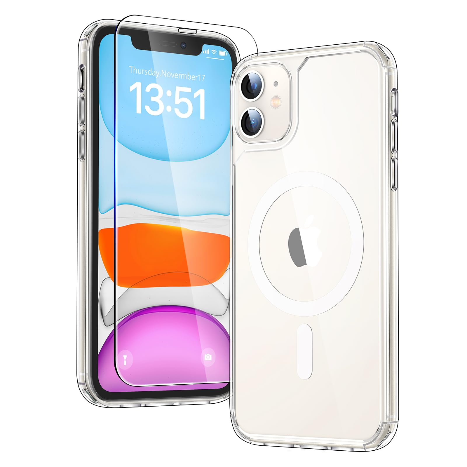 TAURI Funda para iPhone 13/iPhone 14, Compatible con MagSafe [No amarillea] con Vidrio Templado, Carcasa Nueva para iPhone 13/iPhone 14,Funda Ultra Fina antichoque - Transparente — view 177