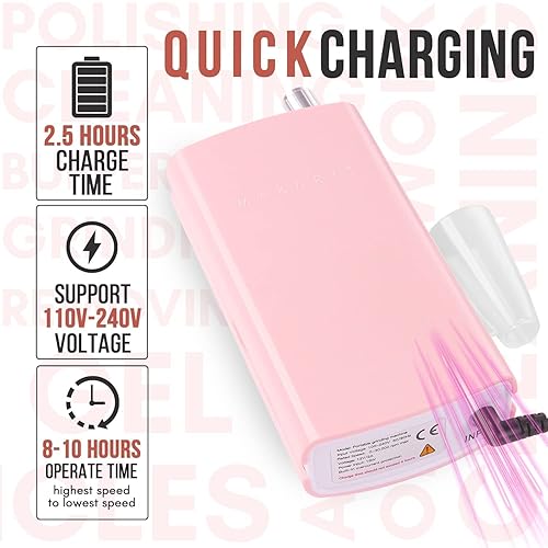 Miniatura 6 de Makartt MALORY - Taladro de uñas para uñas, paquete de brocas eléctricas E para quitar gel acrílico con brocas de uñas de 3/32 pulgadas