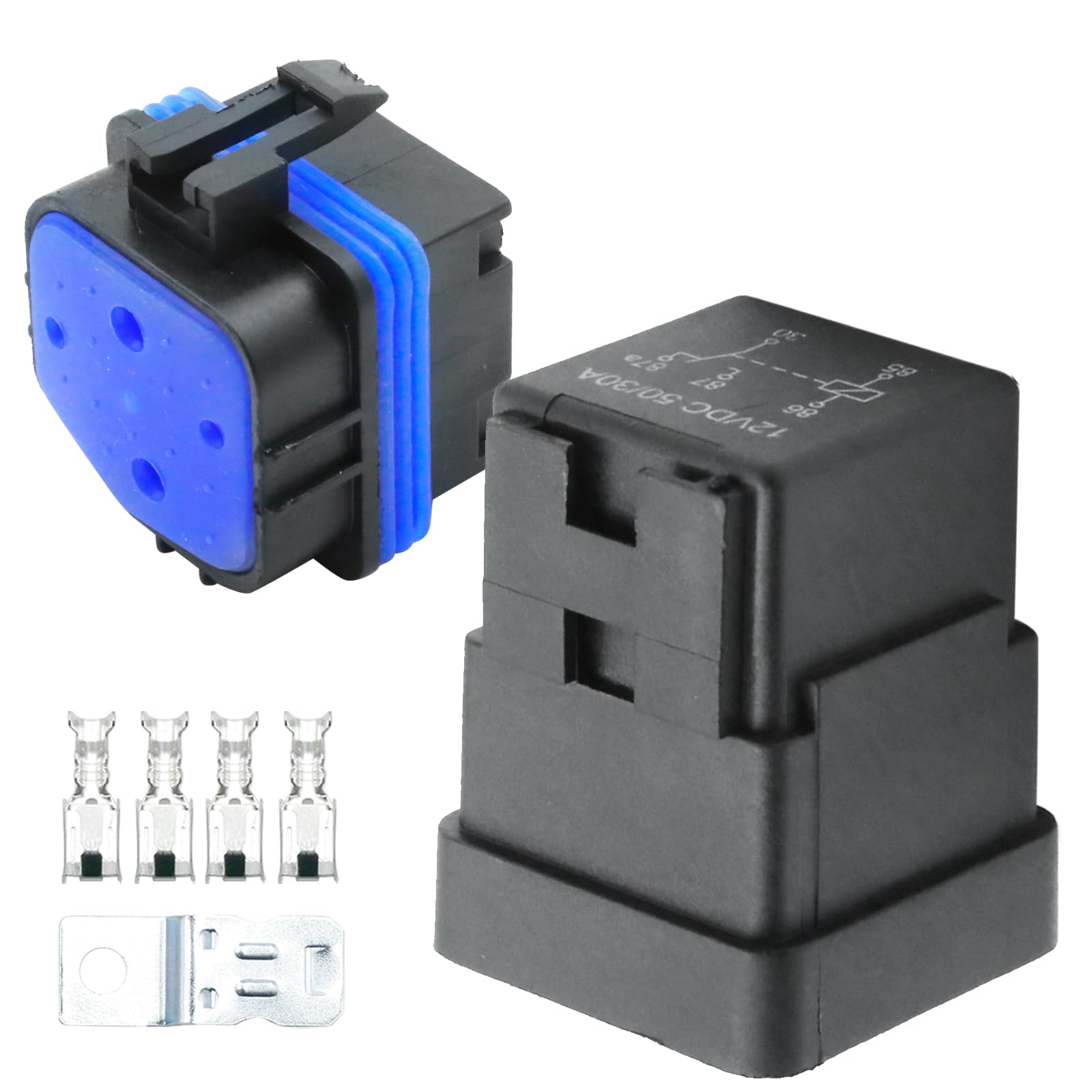 Saihisday 50/30 Amp Weatherproof Automotive Relay and Socket Parts Kit, Universal Car Vehicle Relay Kit for Powering Off-Road Accessories