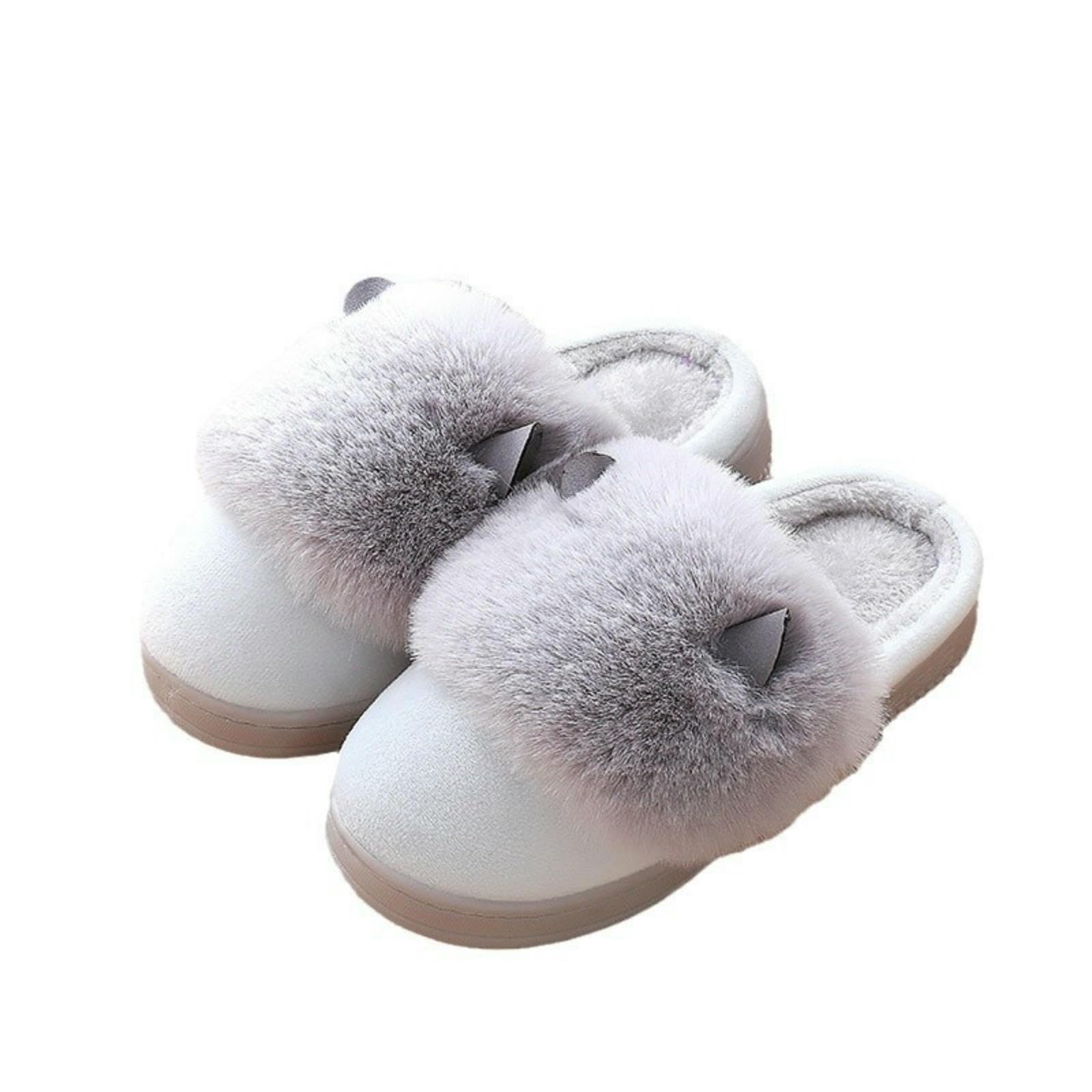 Pantofole Donna Pantofole di Cotone Scarpe di Cotone A Orecchie Piccole Scarpe Calde Autunnali E Inverno-nero-37-38