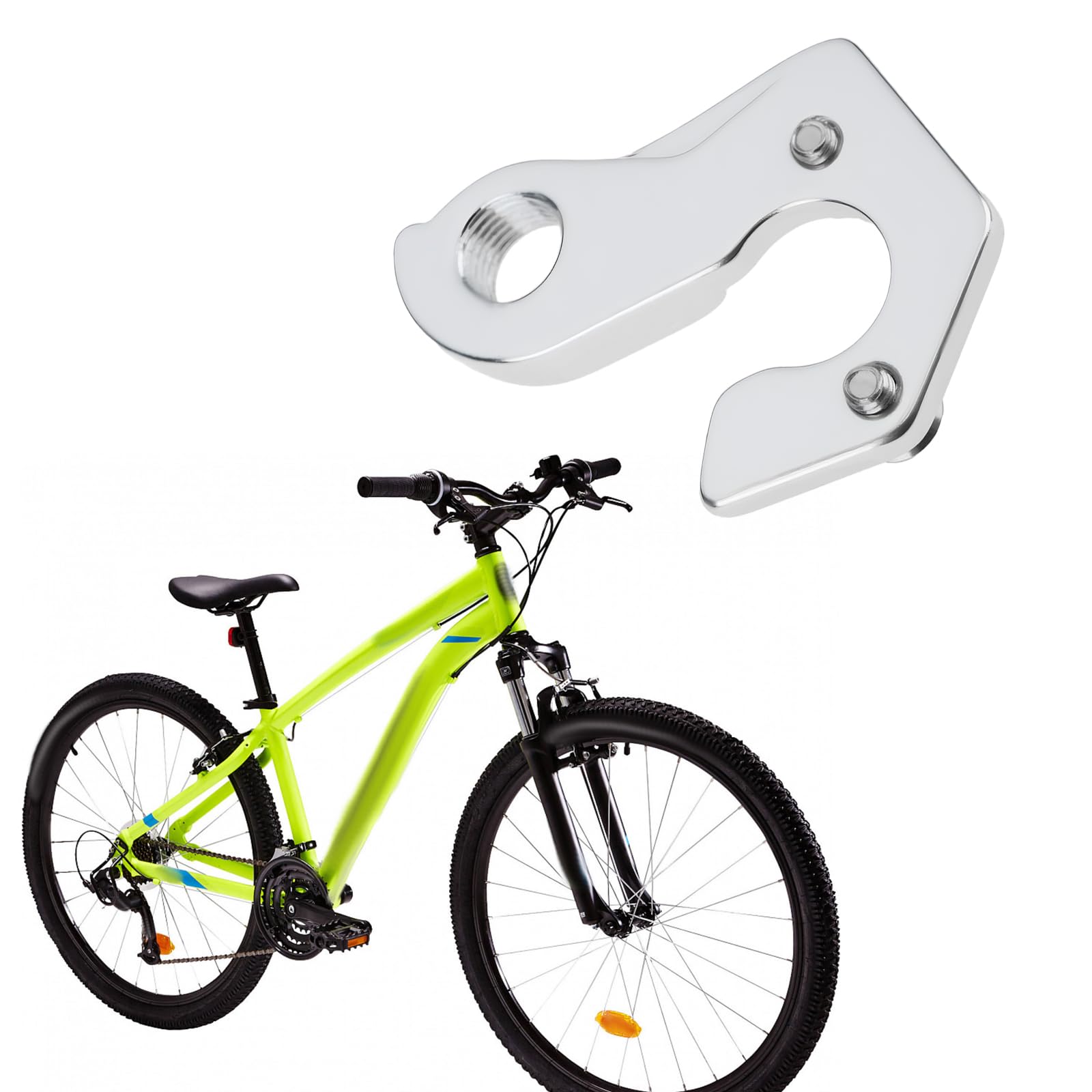 Patilla de Cambio Trasera Plateada para Bicicleta con Tornillos GH-063 de Aleación de Aluminio Compatible con Bicicletas Rockrider.