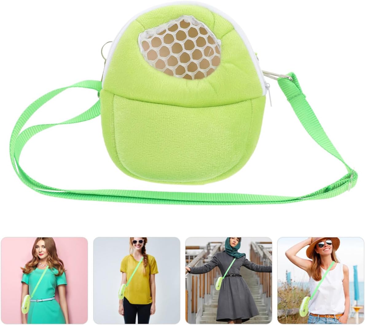 Breathable Mesh Small Animal Carrier Bag, Adjustable Shoulder Sling for Hamsters, Squirrels, and Chinchillas, Medium Size Green Travel Backpack for Small Pets
