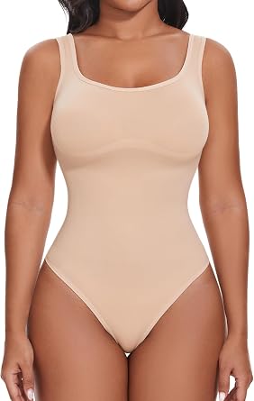 SHAPERIN Shapewear Bodysuit for Women Tummy Control Thong Body Shaper Compression Leotard Backless Bodysuits Camisole Top