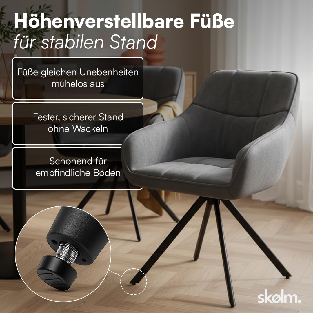 skølm Sköll Esszimmerstühle 6er Set, Dunkelgrau, Samt, drehbar, bis 150 kg