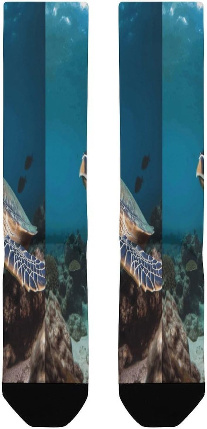 Sea Turtle Compression Sock Circulation Support Socks Lightweight Knee High Tube Sock Over-The-Calf Sock for Adult