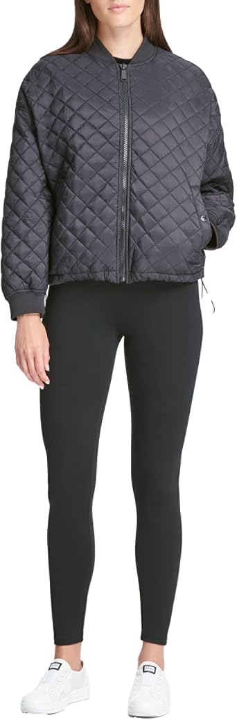 DKNY womens Oversized Quilted Bomber Jacket