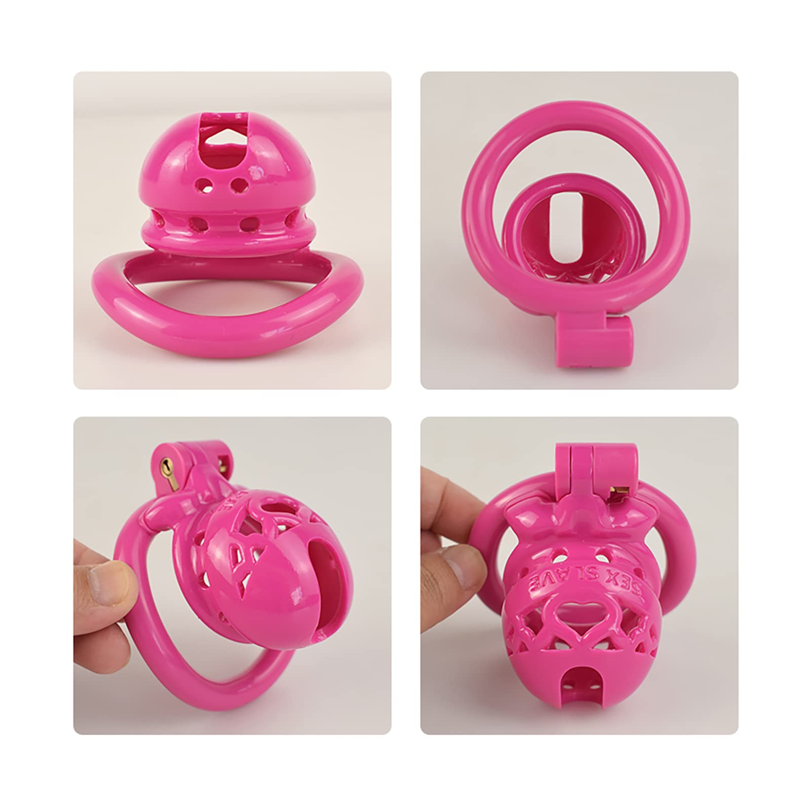 Glatt Harz Peniskäfig mit Harnröhre öffnen 4 Penis Ring Cb Cock Cage Penis Cage Cockcage Bondage SM Sex Spielzeug Toy Keuschheitsgürtel Für Herren（S-Größen Pink Lila）
