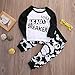 Baby Boys Long Sleeve Letters Little Heart Breaker Print T-Shirt and Panda Pants Outfit Set Black