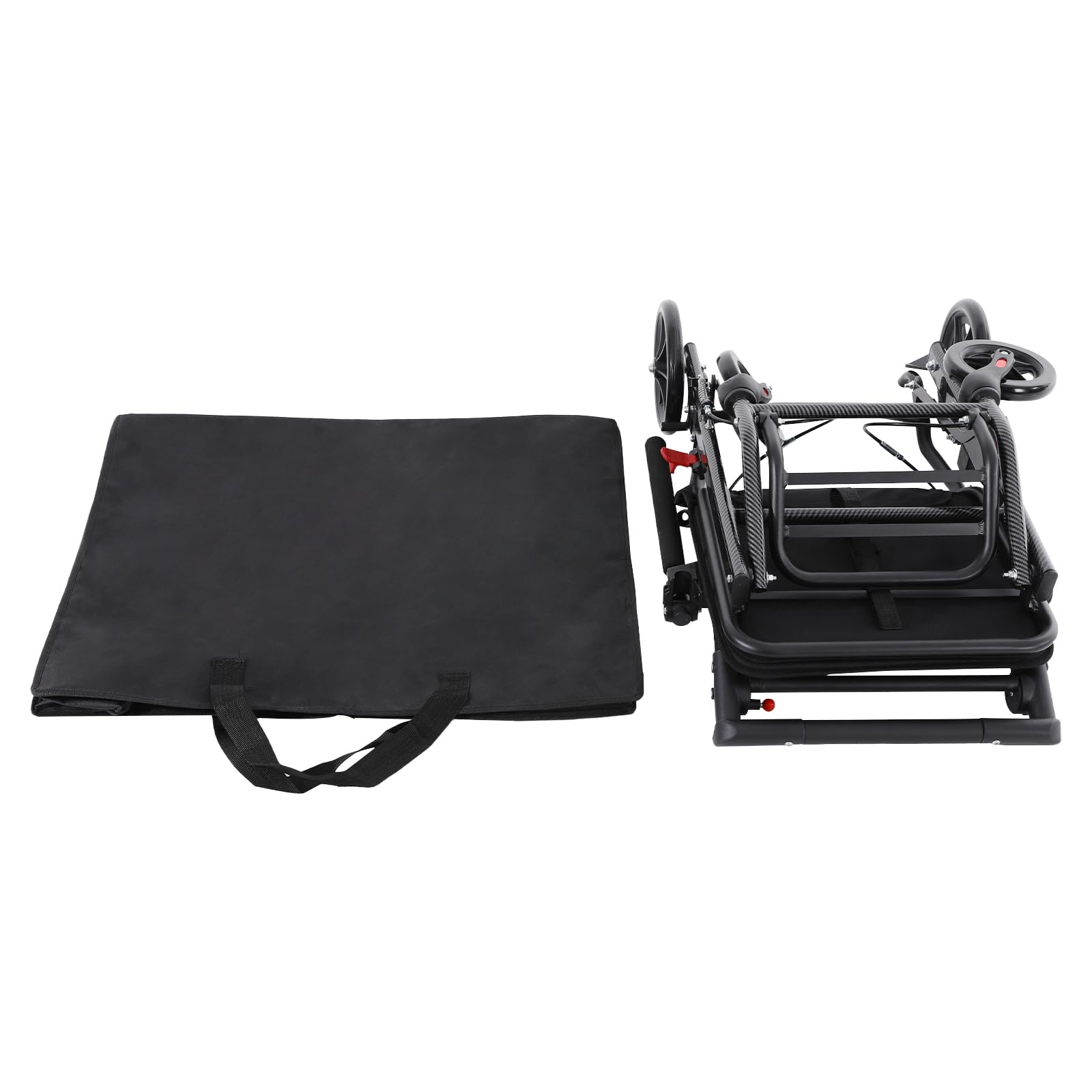 Silla de ruedas de transporte, ligera, plegable, con reposabrazos plegables y reposapiés, hasta 100 kg, para excursiones en casa