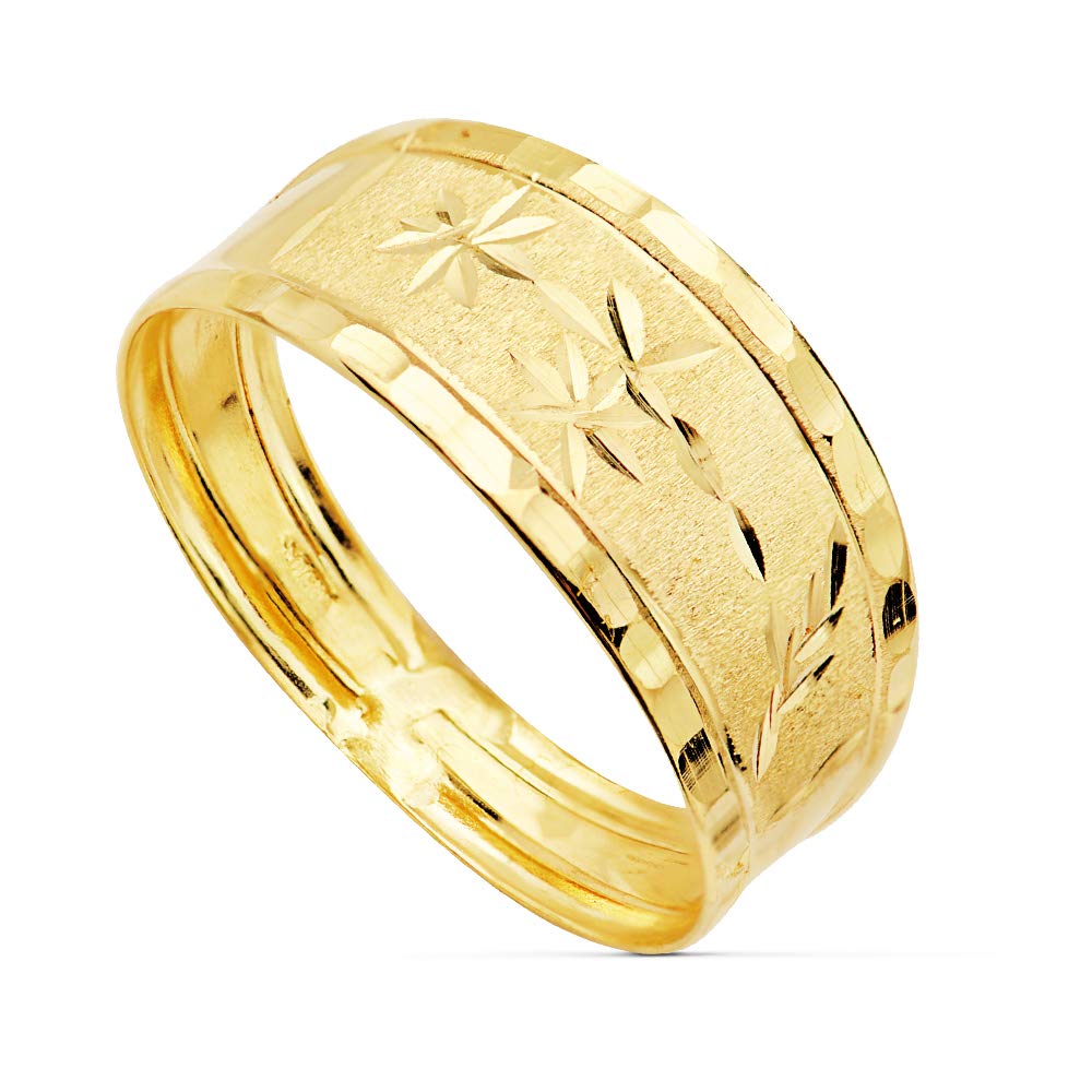 Alda Joyeros Anillo Sortija de mujer Oro Amarillo 18 Kilates Banda estrellas