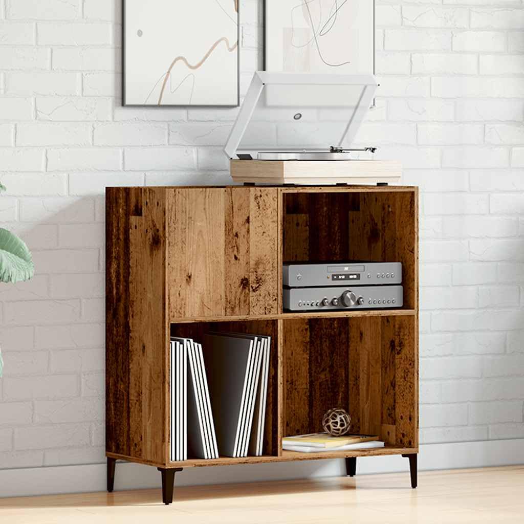 vidaXL Armadio a dischi vecchio legno 84,5x38x89 cm legno di ingegneria, armadio per giradischi, armadio di stoccaggio per dischi, credenza per giradischi