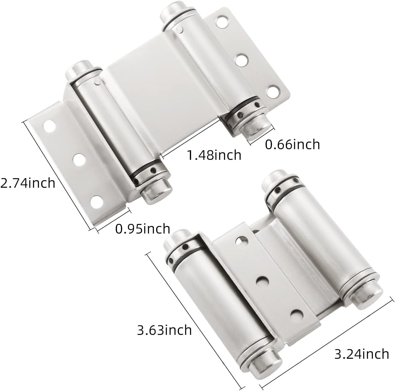 HOME MASTER HARDWARE 3" Double Action Spring Door Hinge, Self Closing Door Swing Hinge with Screws for Saloon Bar Pub, Swinging Cafe Doors, Satin Nickel Finish, 2 Pack