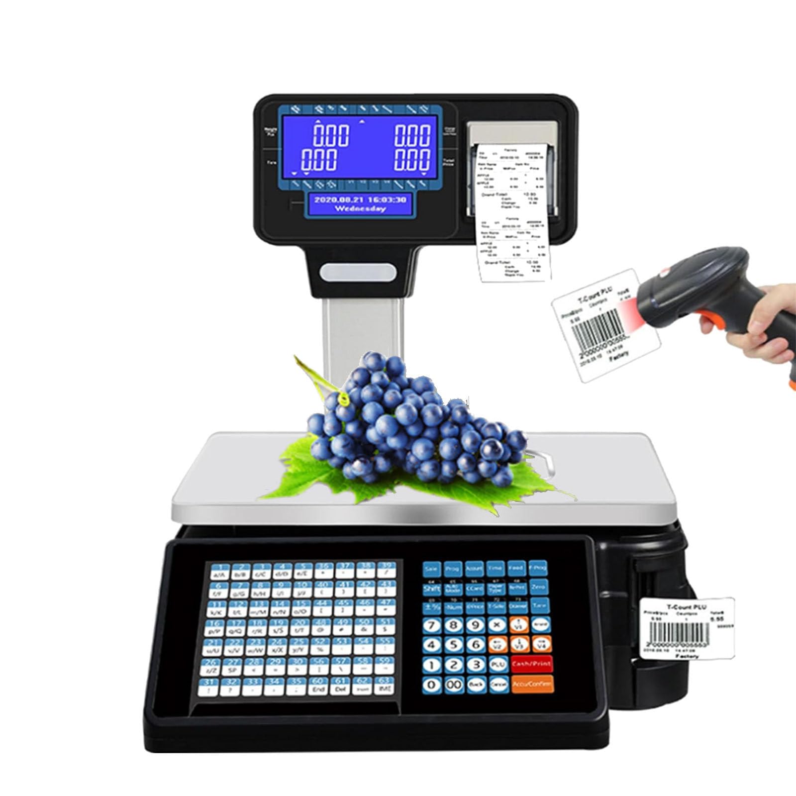 SaryEdge Commercial Price Label Printing Scale,Dual Display Electronic Price Computing Scale for Food,Meat,Delicatessen,Fruit Market,B,B