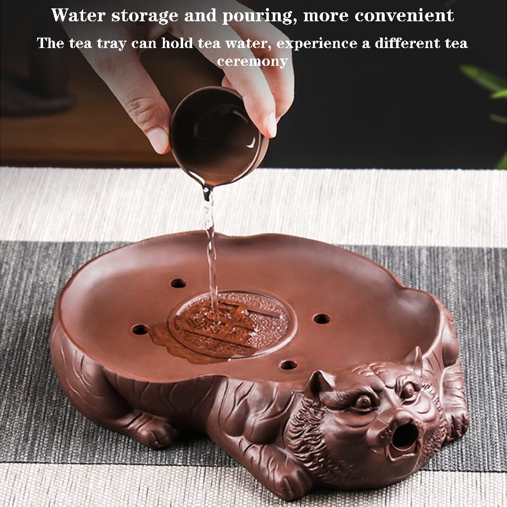 Bandeja Japonesa para Servir té, Mini Bandeja de Arena Morada China con Drenaje para Almacenamiento de Agua, para el hogar y la Oficina (Negra, 26,4 x 15 x 6 cm)