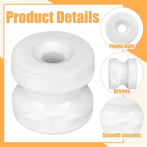 Miniatura 3 de SiliFine 25 unids WP36 Esquina Poste Cerámica Aislador Eléctrico Blanco Circular Donut Porcelana Aislador para Alambre de Cerca