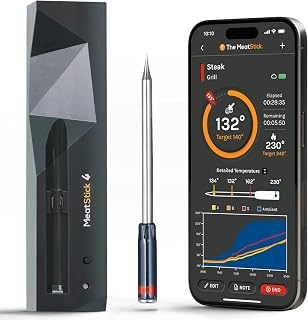 MeatStick 4 – Smart Wireless Meat Probe with 4 Sensors & Limited Range | Bluetooth Thermometer (Up to 165 ft Outdoors; Much Lower in Grill/Oven/Smoker)