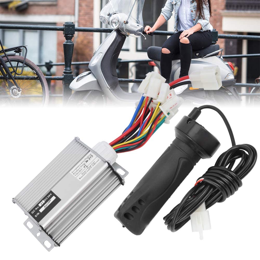 Alomejor Controlador de Acelerador 36V 1000W Controlador de Velocidad de Cepillo de Motocicleta con Kit de empuñadura de Acelerador de Cable Largo Ordinario