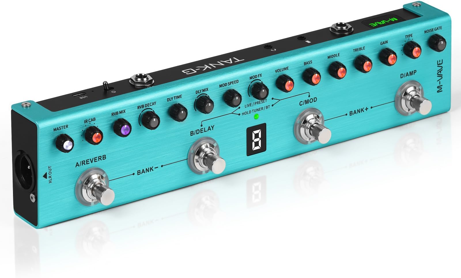 Multi Effects Guitar Pedal,Built-in 3000mAh Rechargeable Battery Electric Guitar Efector with LCD Screen,36 Editable Presets,Chorus,Delay,Reverb,Amp,MOD,IR CAB,Recording,Tuner,BT connection.