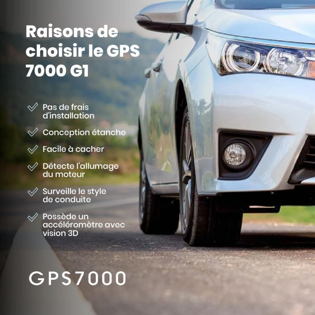 GPS7000 Traceur GPS caché pour véhicules 4G en temps réel mini traceur pour voitures et camions auto-installation facile 24 mois de service inclus garantie à vie abonnement optionnel sans frais cachés