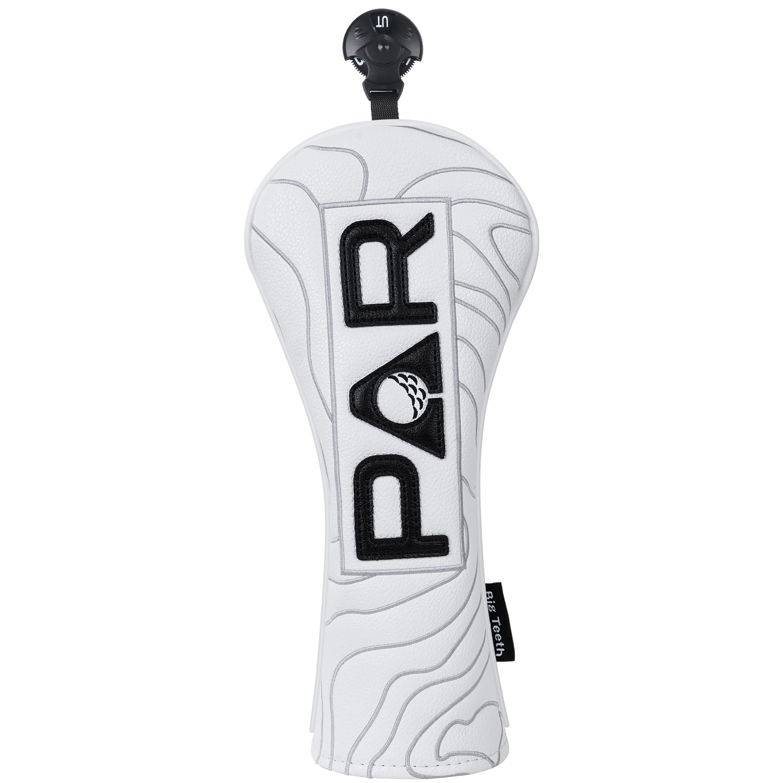 Golf Club Head covers Hybrid Utility Rescue with Interchangeable Number Tag 23456 UT Elastic Closure White PU Leather Black PAR Pattern