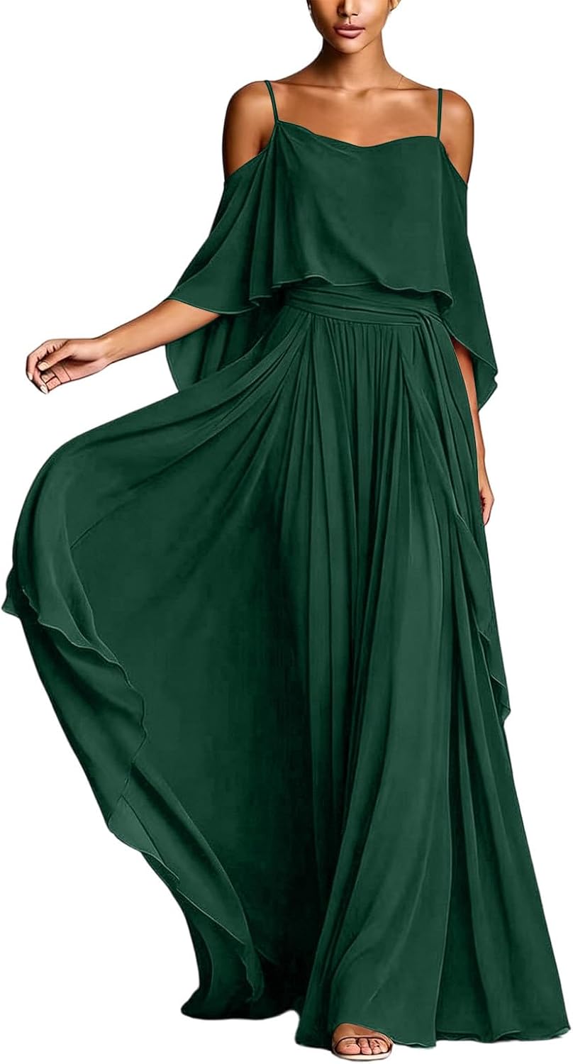 Ladies Summer Dresses Elegant Flowy Off Shoulder Midi Dress Boho