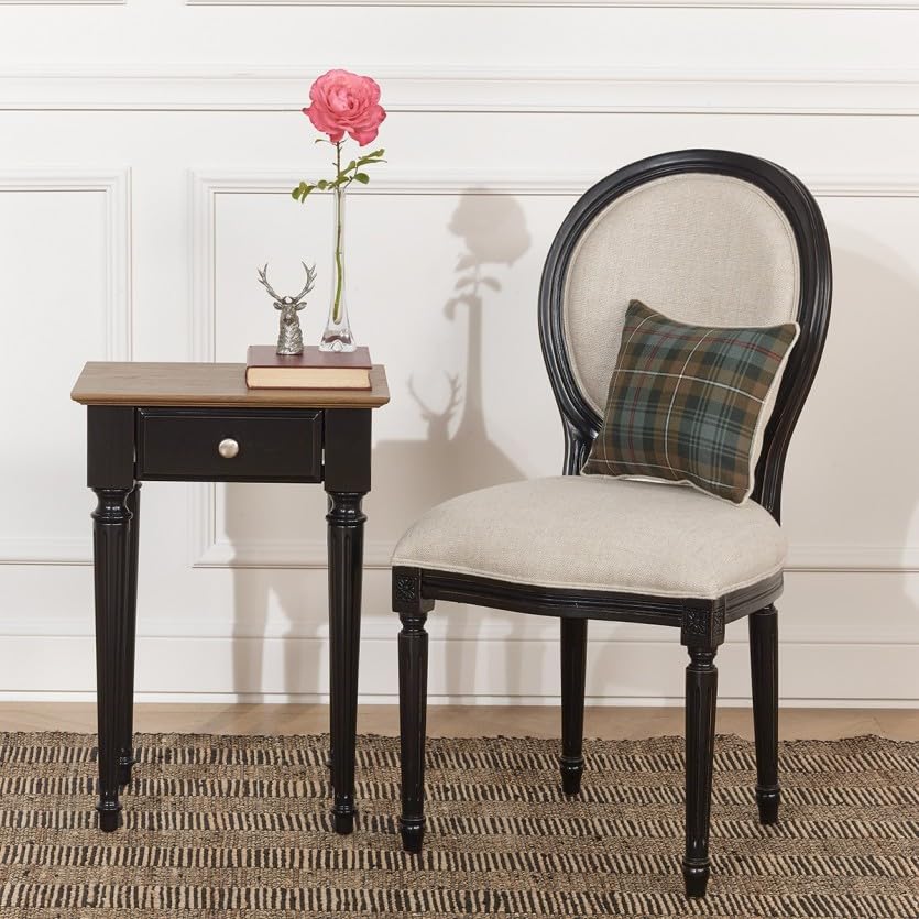 Robin des bois - MEDAILLON : Lot de 2 chaises en Bois Couleur Noire et Lin Beige