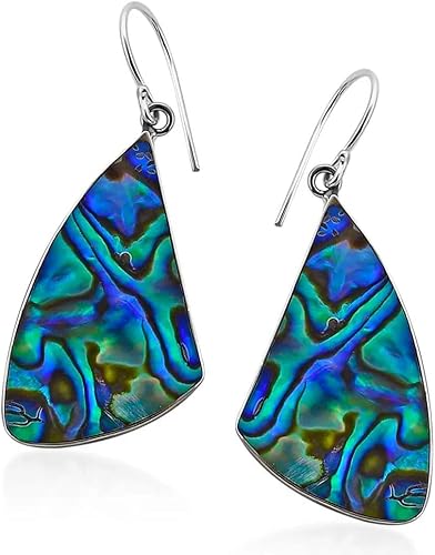 Stylish Dangle Drop Earrings 925 Sterling Silver Abalone Shell Fashion Beach Jewelry Unique Costume Jewelry for Women Birthday Christmas Gifts for