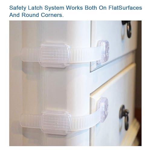 Miniatura 5 de Maveek - Cerraduras de seguridad para bebés, paquete de 8 pestillos ajustables a prueba de niños, para cajones, puertas, armarios, armarios,