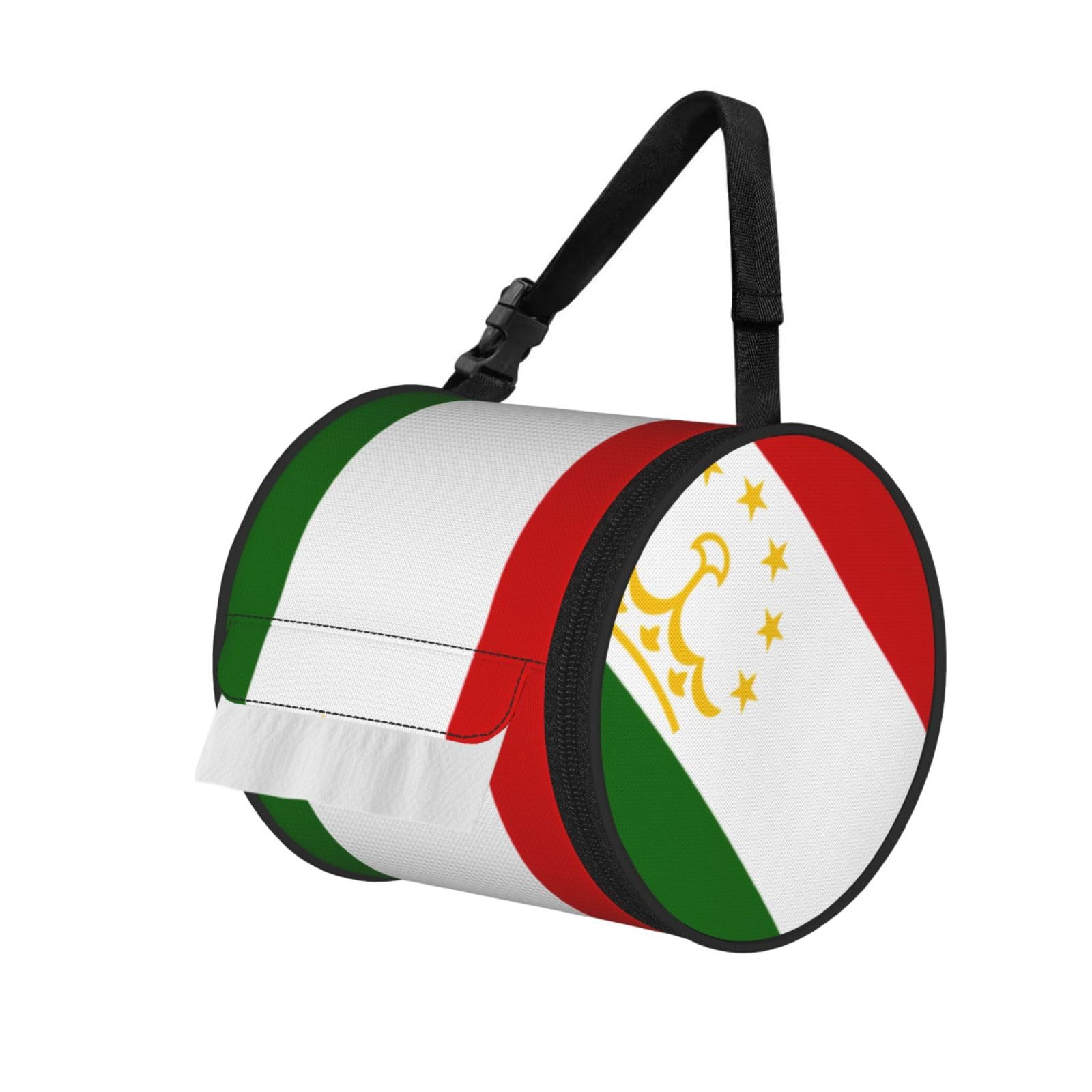Flag Of Tajikistan Print Fashion Tissues Organizer Box, Hanging Tissue Holder For Purse Coins For Car Office Daily Outing