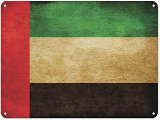 Notice Warning Business sign,United Arab Emirates Country Nation Vintage Flag Sign,Rust Free Aluminum Fade Resistant Easy Mounting Outdoor Use