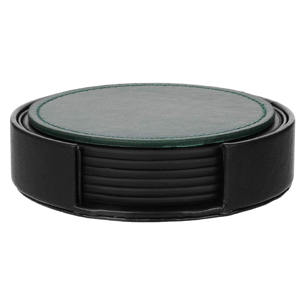 Set Di 6 Sottobicchieri Rotondi In Pelle Sintetica Nera: Con Supporto Incluso, Diametro 10 Cm, Resistenti Al Calore, Facili Da Pulire, Per Casa E Bar.
