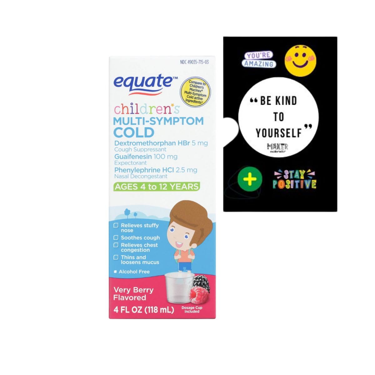 maker explorador Equate Children's Multi-Symptom Cold Liquid, Very Berry, 4 fl oz and Card Gift Private Label