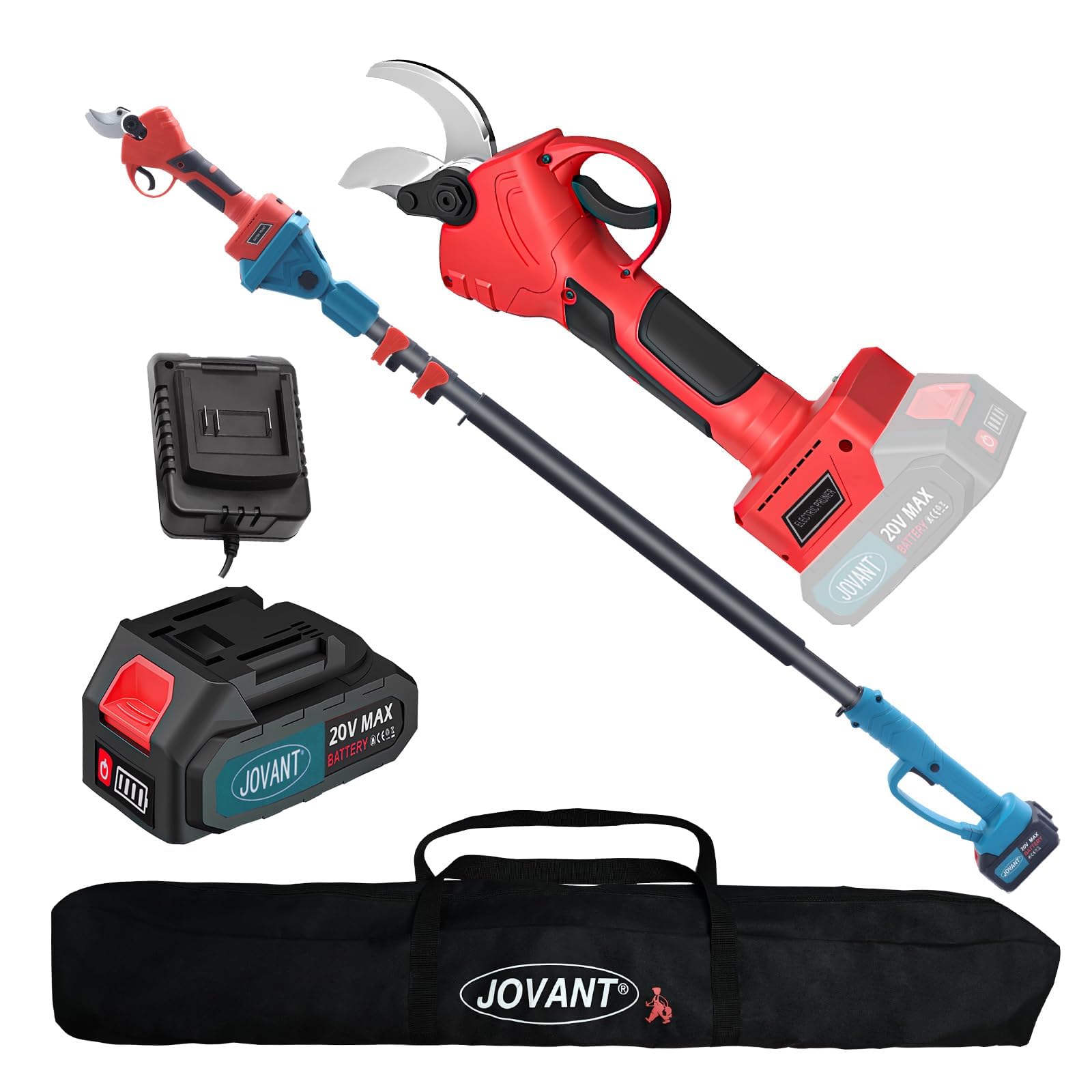 Jovant 2-in-1 Cordless Electric Scissors, Electric Pruning Shears with  Pole, 20V Pole Pruners Battery Powered Pole Branch Cutter,  Electric
