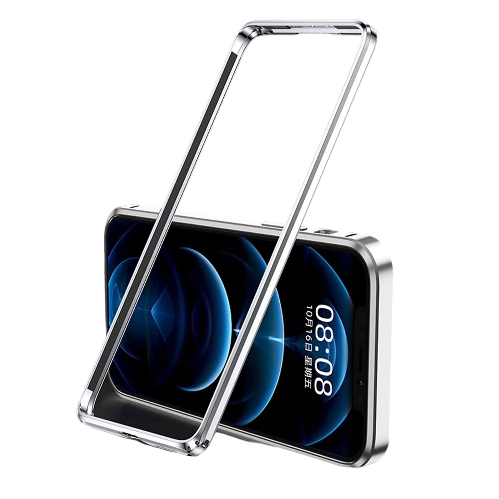 CZKE For IPhone 12Pro Caes Shockproof Armor Metal Bumper Aluminum Case Phone Bumper Cover (Color : Silver, Size : For iphone 12pro)
