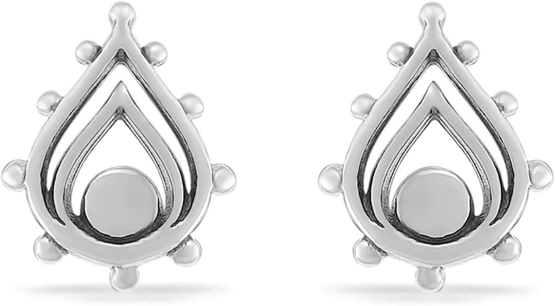 Boma Jewelry Sterling Silver Balinese Tribal Boho Teardrop Stud Earrings