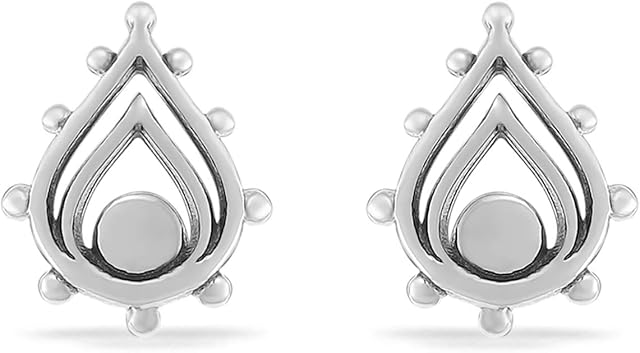 Boma Jewelry Sterling Silver Balinese Tribal Boho Teardrop Stud Earrings