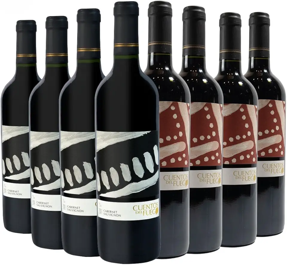 Kit com 8 Vinhos Chilenos Tinto Seco Cabernet Sauvignon e Carmenere Cuentos del Fuego