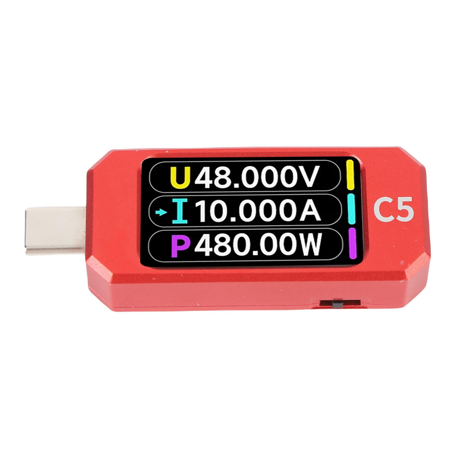 FTVOGUE Tester Typu C z Ekranem LCD IPS o Przekątnej 1,47 Cala, Wielofunkcyjnym Testerem Napięcia i Prądu ze Stopu Aluminium dla USB PD3.1 USB4 48 V 10 A Szczyt, Profesjonalne Narzędzie dla