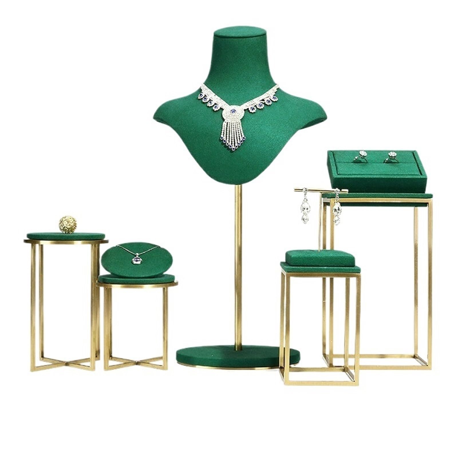 Pq7hKv2wD Jewellery Organiser Green Suede Jewelry Display Stands Ring Pendant Organizer