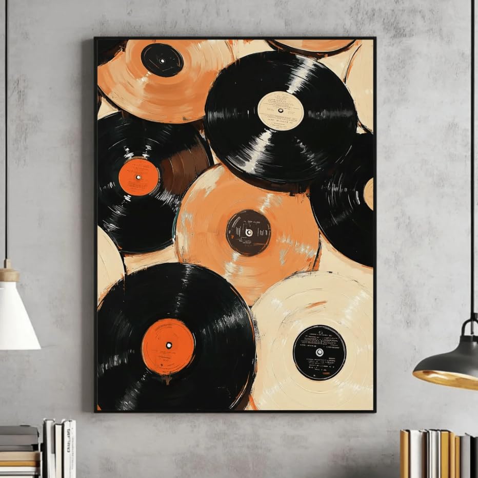 Tableau mural éclectique vintage vinyles THeirmoN 60x80cm - 3