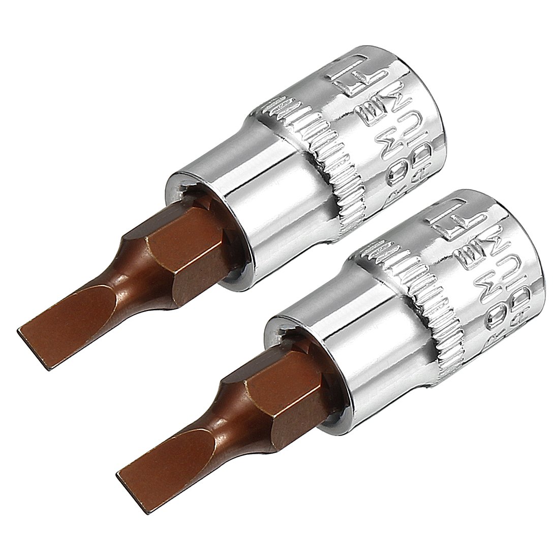 Sourcingmap 2pcs 1/4" Drive x 4mm Slotted Bit Socket, S2 Steel Bits CR-V Sockets 1.5" Length Use with Ratchet Wrench