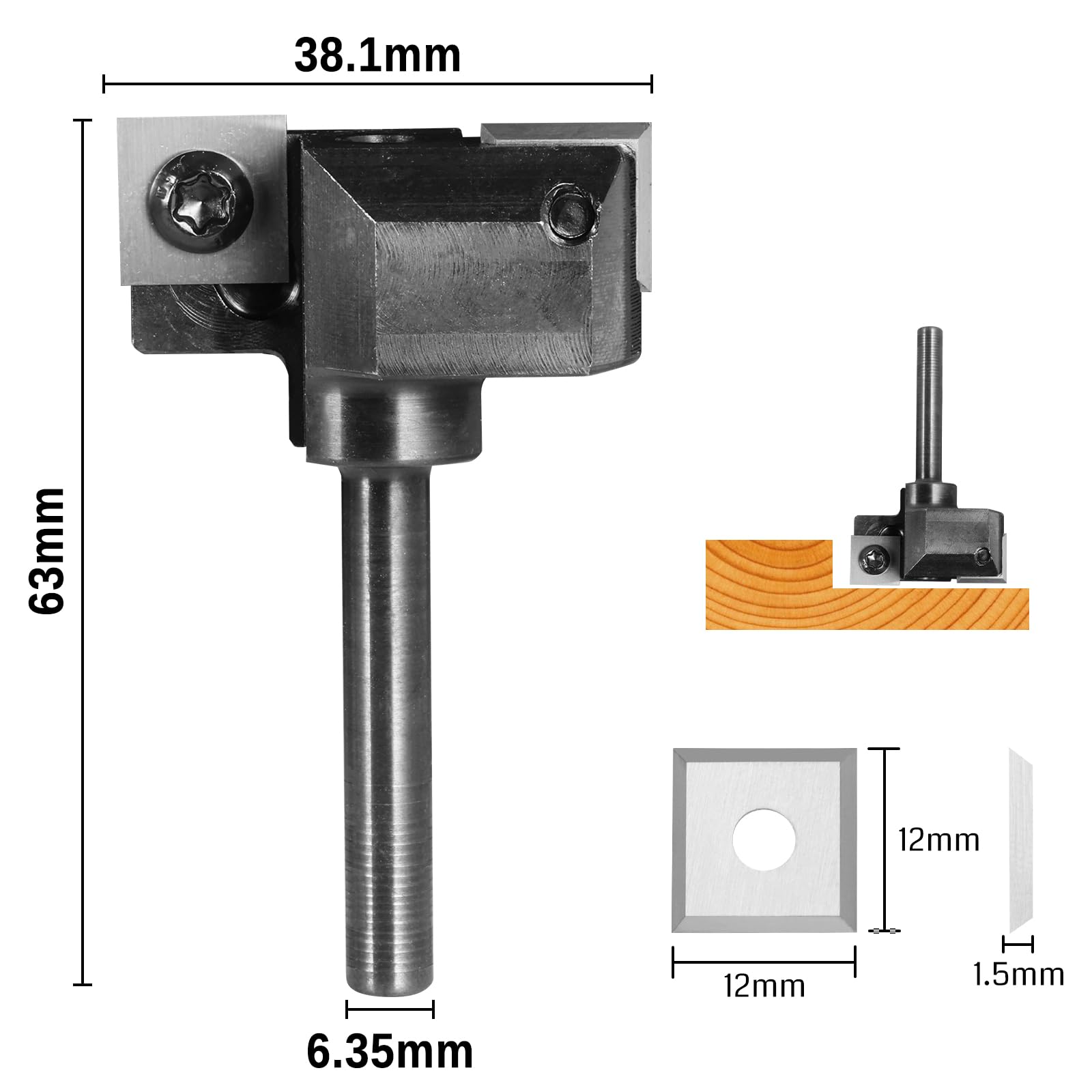 PRO CNC Spoilboard Surfacing Router Bit, 1/4'' Shank, 1'' Cut Dia, 1/4
