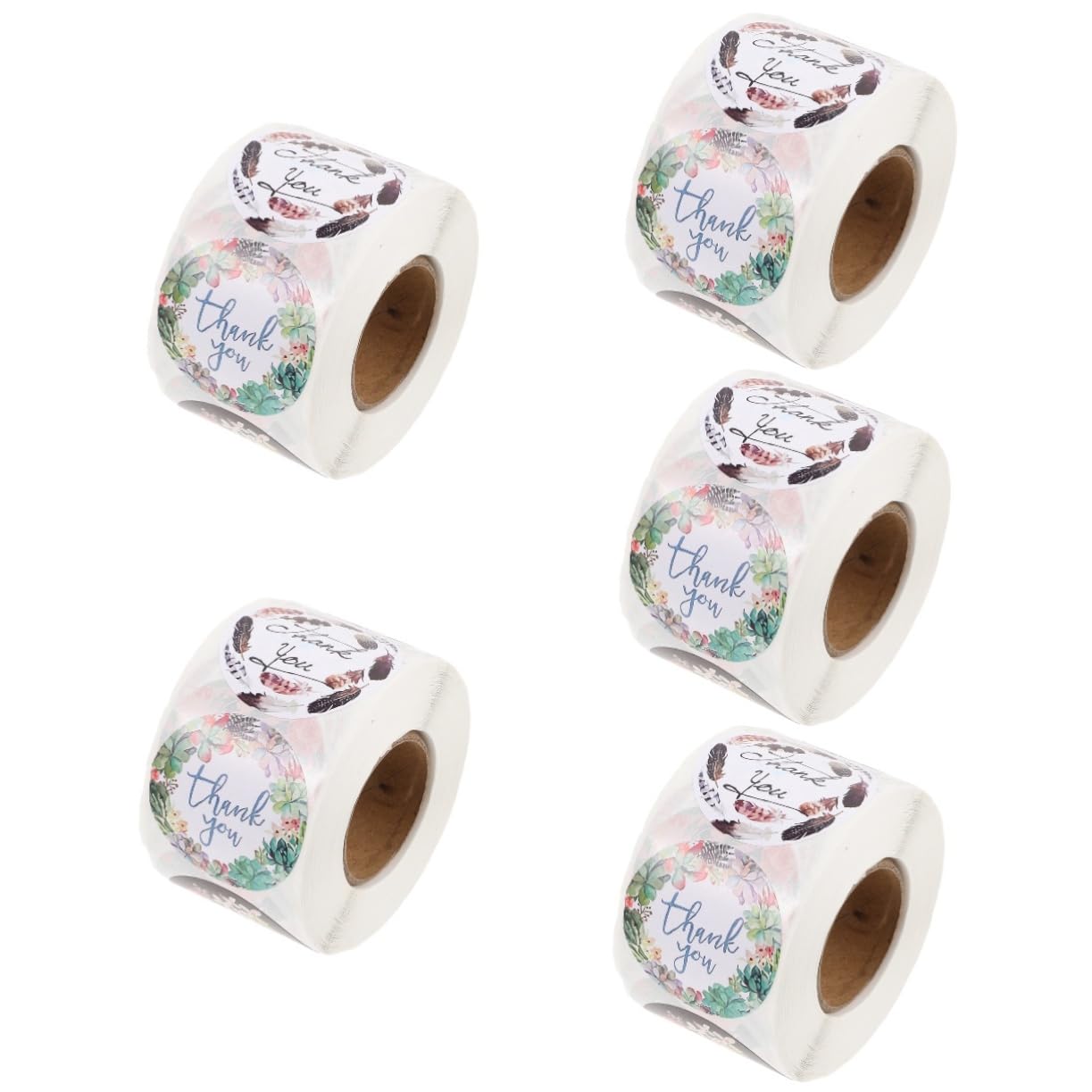 Cabilock 5 Rollos Etiquetas de Agradecimiento Floral de Pegatinas Adhesivas Sellar Paquetes y Obsequios Decoraciones de Fiesta