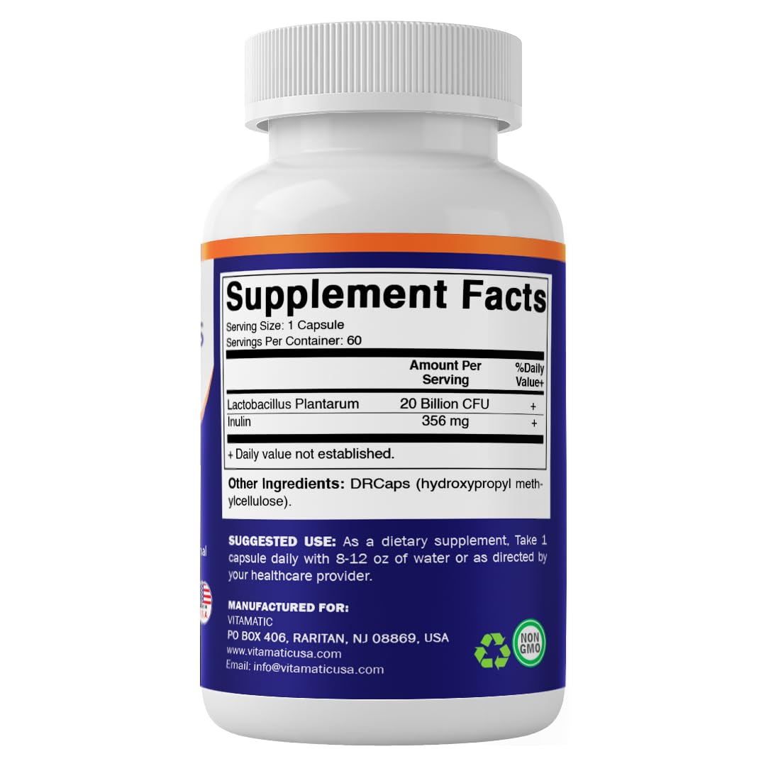 Vitamatic Lactobacillus Plantarum, 20 Billion CFU, 60 DR Capsules — Amazon image 7