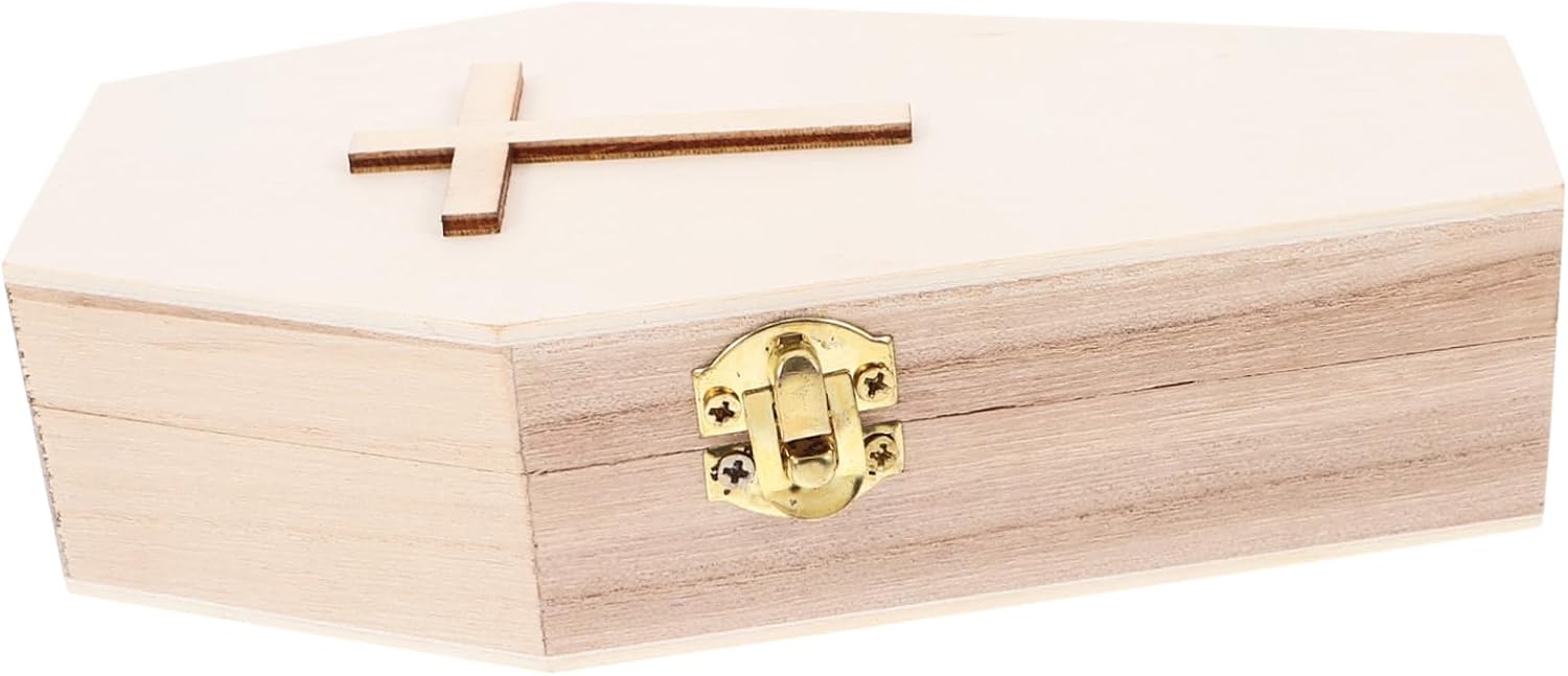 Gatuida Coffin Shaped Jewelry Box, Halloween Season Gothic Wooden Organizer