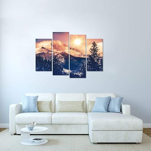 Miniatura 3 de VVOVV Wall Decor - Pintura en lienzo de arte del amanecer de las montañas de Colorado, arte de pared, fotografía de paisaje de montaña rocosa,